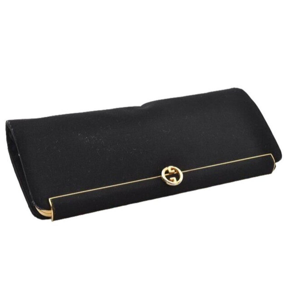 1960's Gucci mod black silk interlocking GG clutch purse - Picture 9 of 12